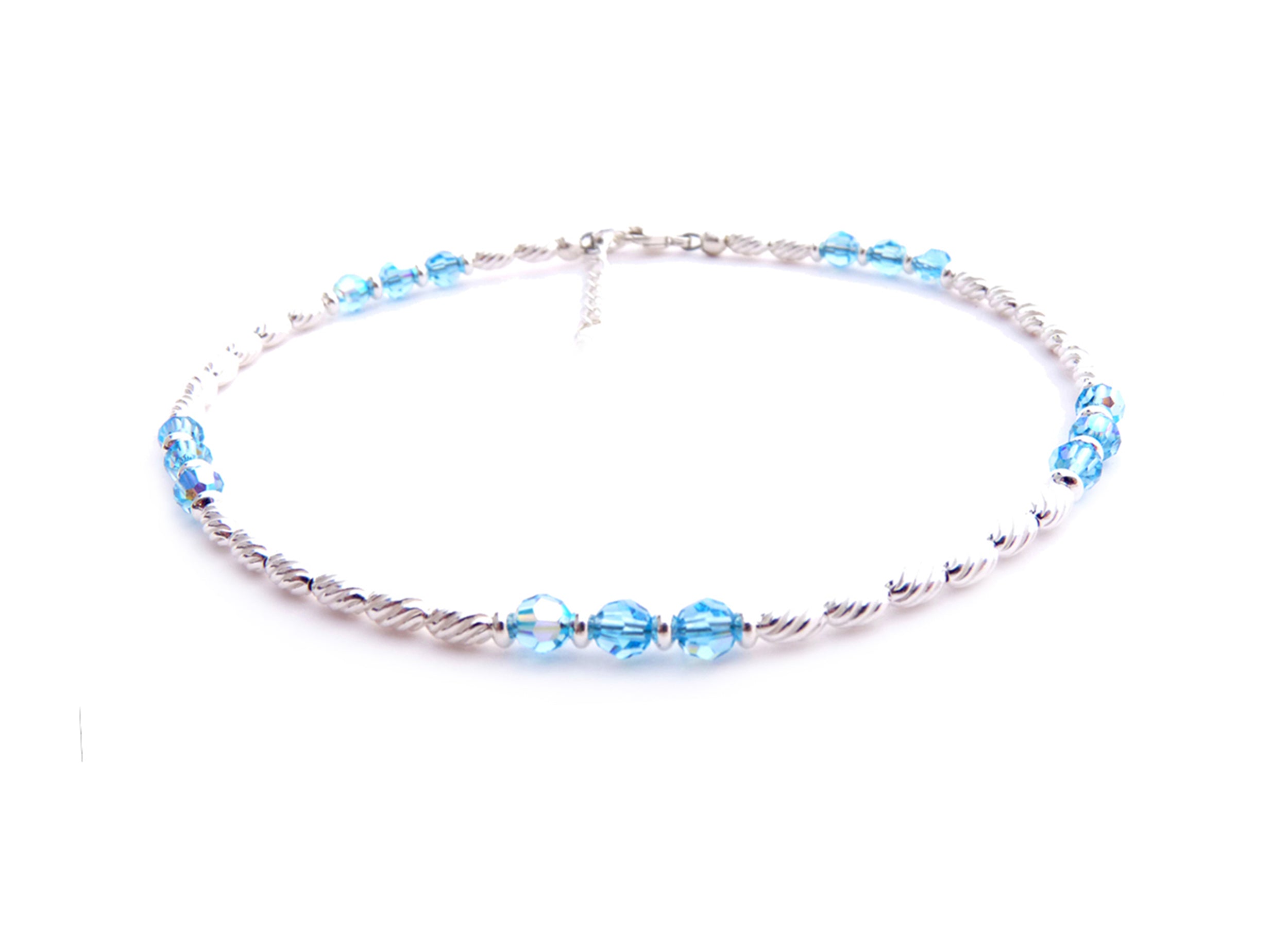 Handmade Sterling Silver Crystal Beaded Anklets available in all birthstones! 