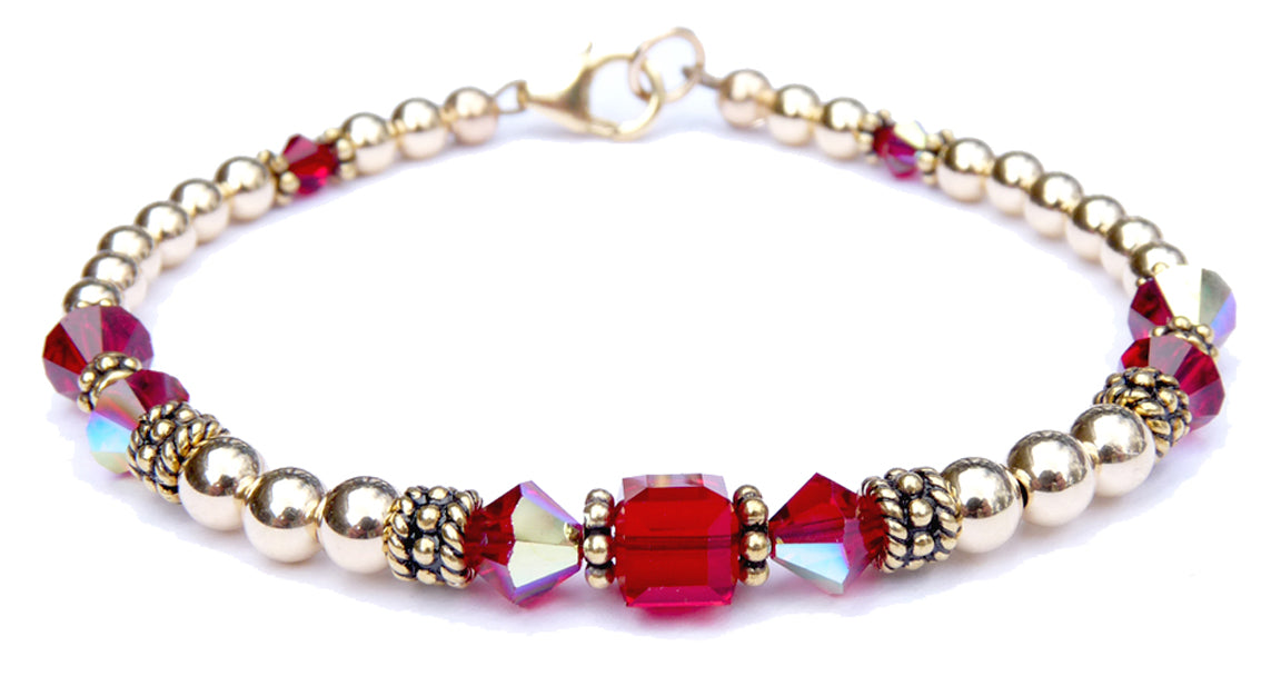 Handmade 14k Gold Filled Birthstone Crystal Beaded Bracelets