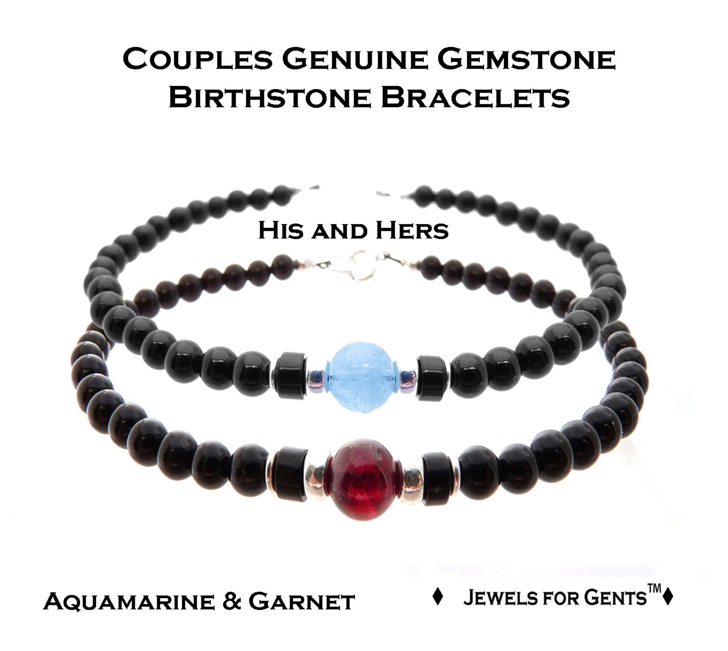 Silver Relationship Bracelets, Friendship Bracelets, Father & Son Bracelets, Couples Bracelets,  Matching Bracelets, Gemstone Birthstone Bracelets