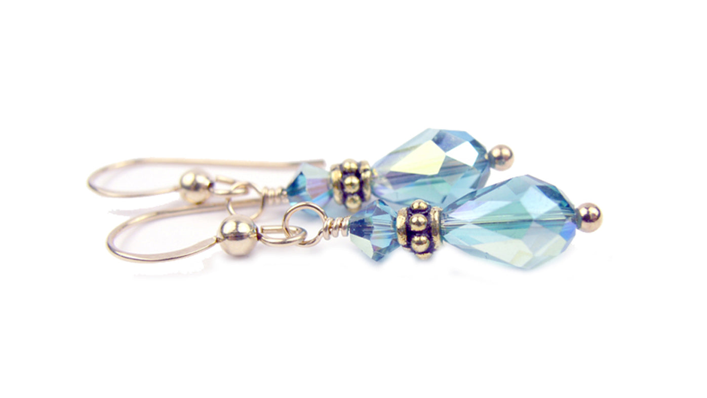 Crystal Dangle Earrings, Birthstone Earrings, Beaded Earrings, Genuine Austrian Crystal Beads