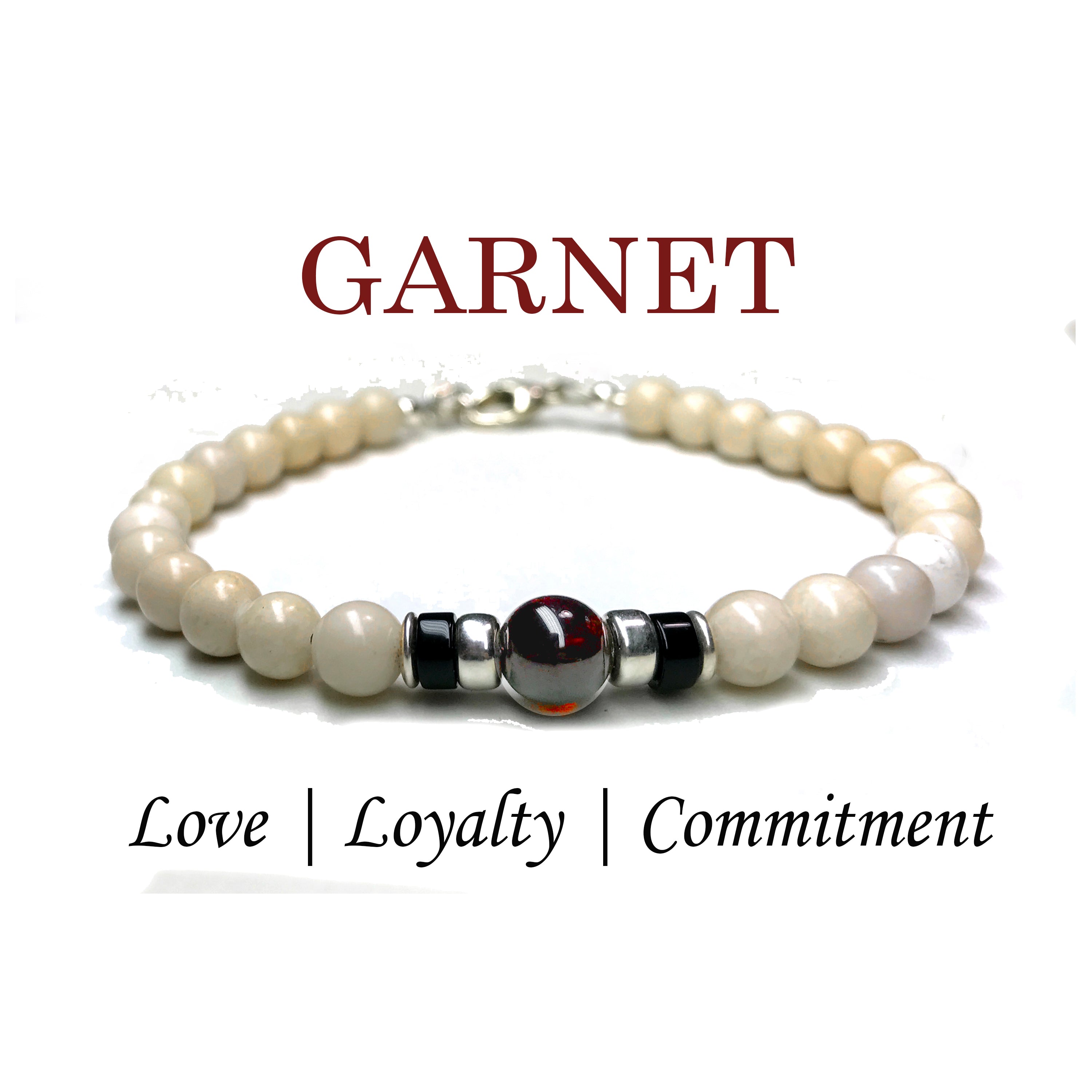 Garnet Mens Birthstone Bracelet, January Birthstone, 6MM Red Gemstone Beaded Bracelets for Men, Capricorn Birthday Gifts
