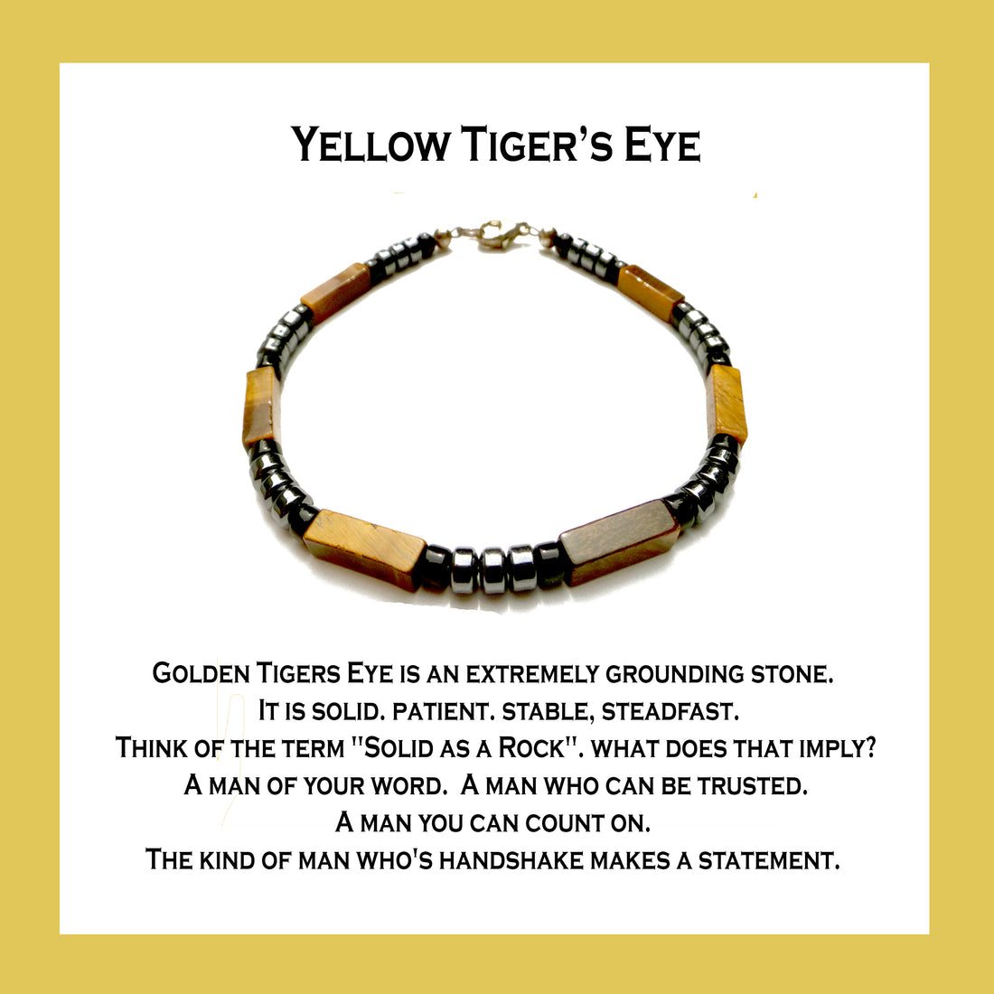 Mens Tigers Eye Bracelets for Will Power, Self Discipline, & Personal Power Third Chakra Bracelet, Jewels for Gents