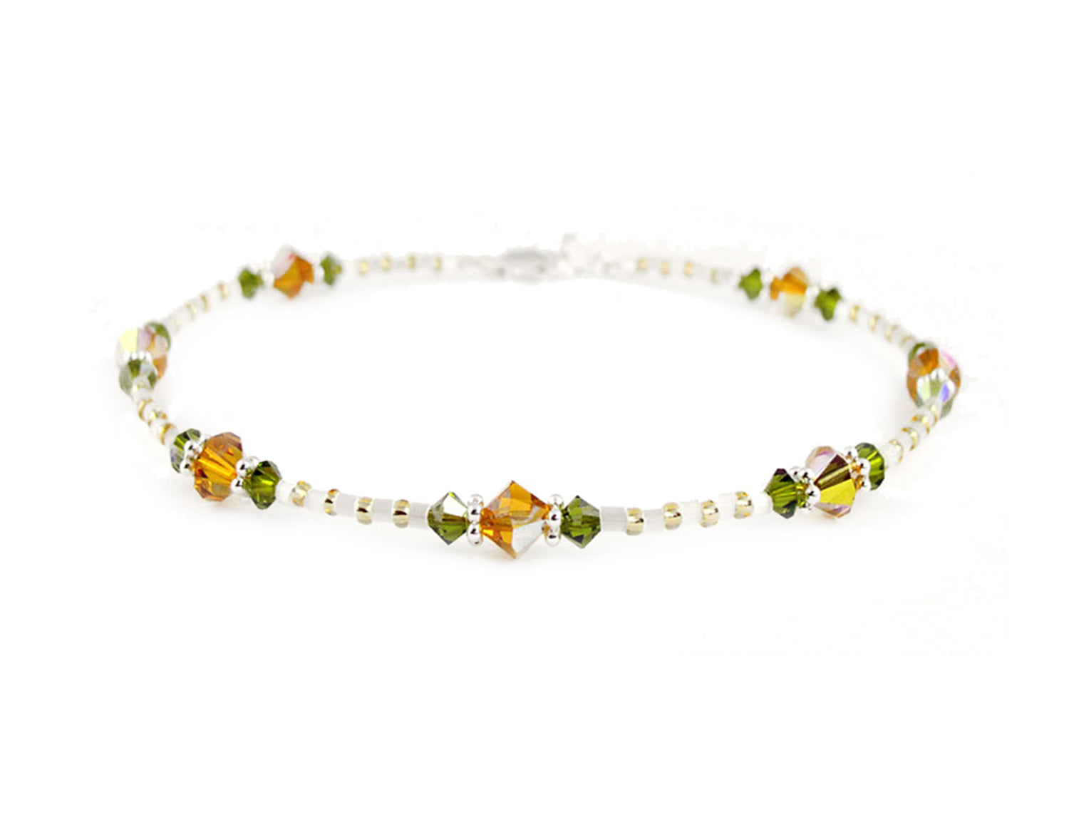Topaz "Yellow Rose Garden" Flower Beaded Anklet, Handmade Crystal Anklets Bracelets, Floral Gardeners Gifts