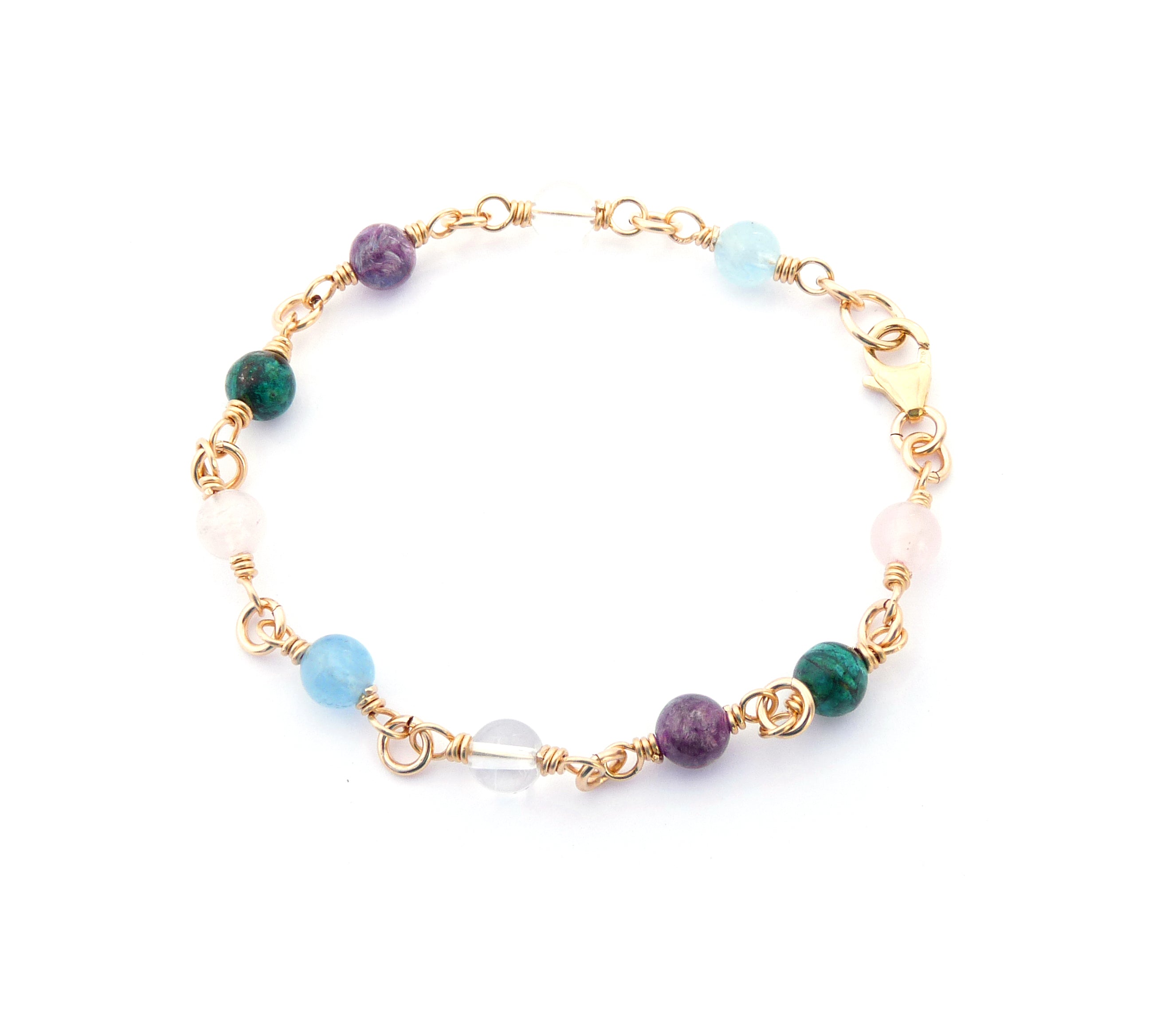 14K GF Gold Serenity Prayer Jewelry, Mindful Positive Affirmation Spiritual Gifts Crystal Healing Bracelet