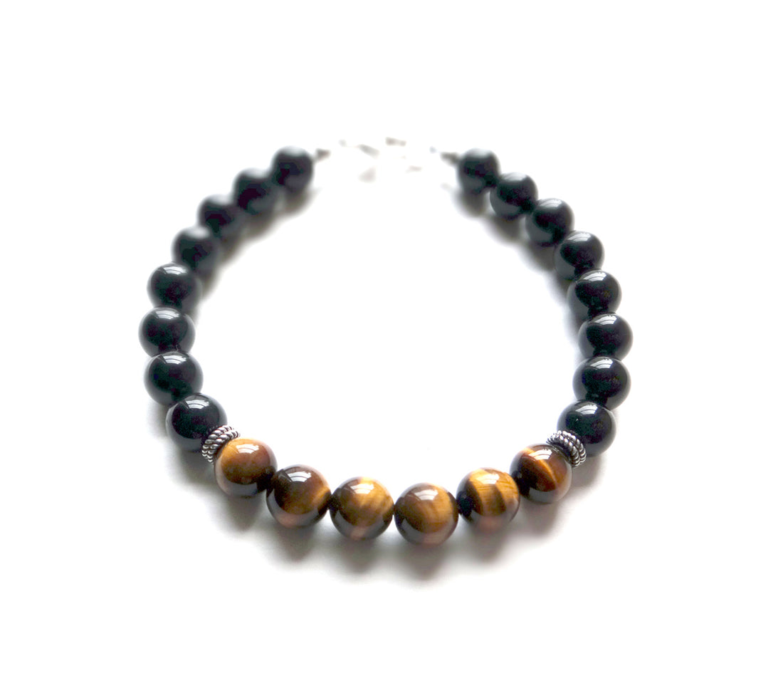 Mens Tiger Eye Bracelet STEADFAST & DETERMINED Solar Chakra Bracelet Healing Stone Crystals Bracelet, Jewels for Gents
