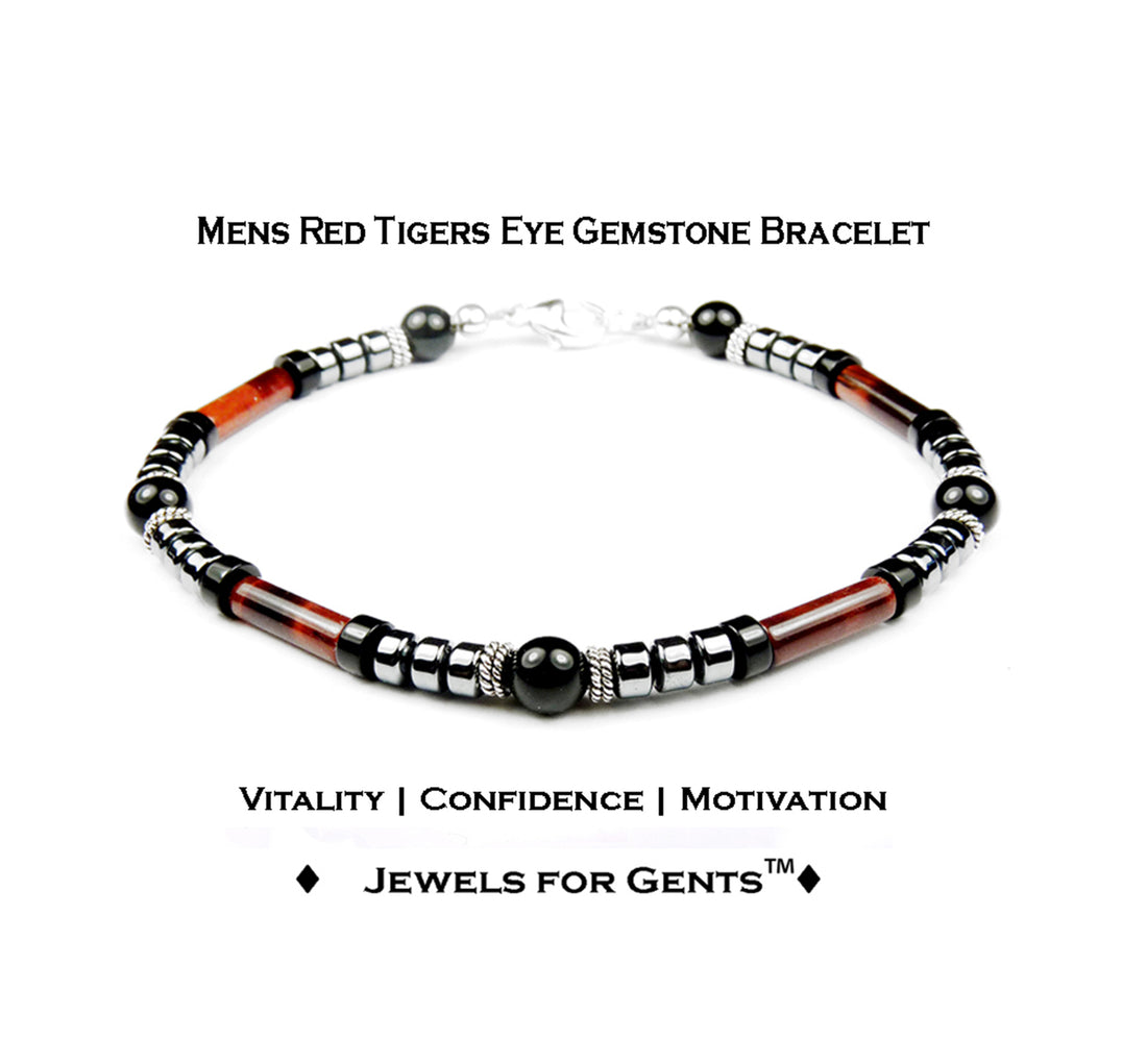 Mens Tiger Eye Bracelet, WILL POWER - DISCIPLINE & PERSONAL POWER Solar Chakra Bracelet, Jewels for Gents