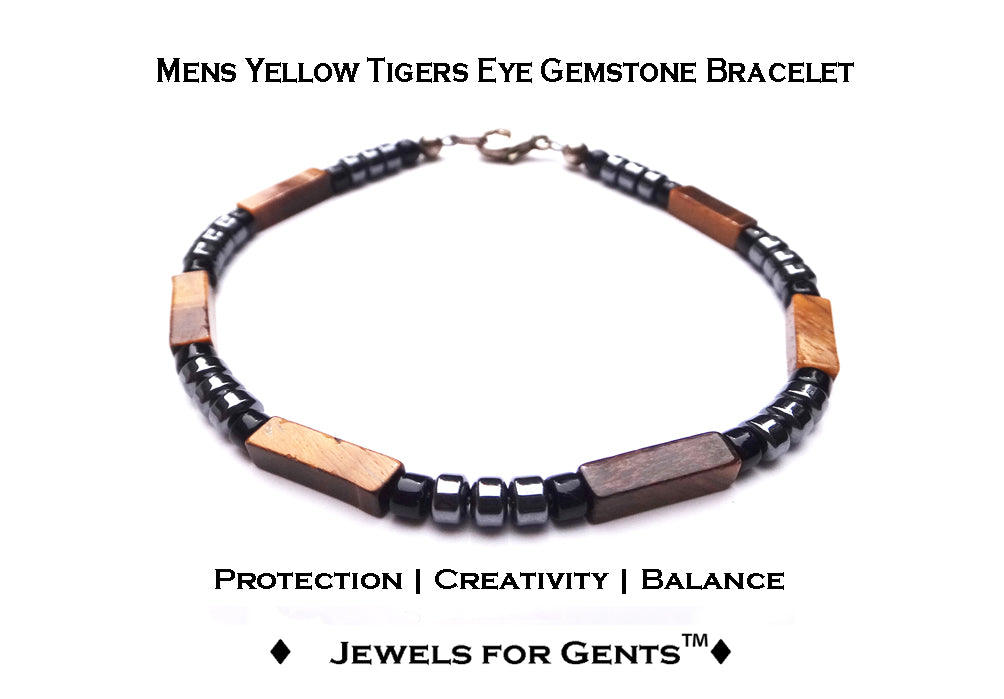 Mens Tigers Eye Bracelets for Will Power, Self Discipline, & Personal Power Third Chakra Bracelet, Jewels for Gents