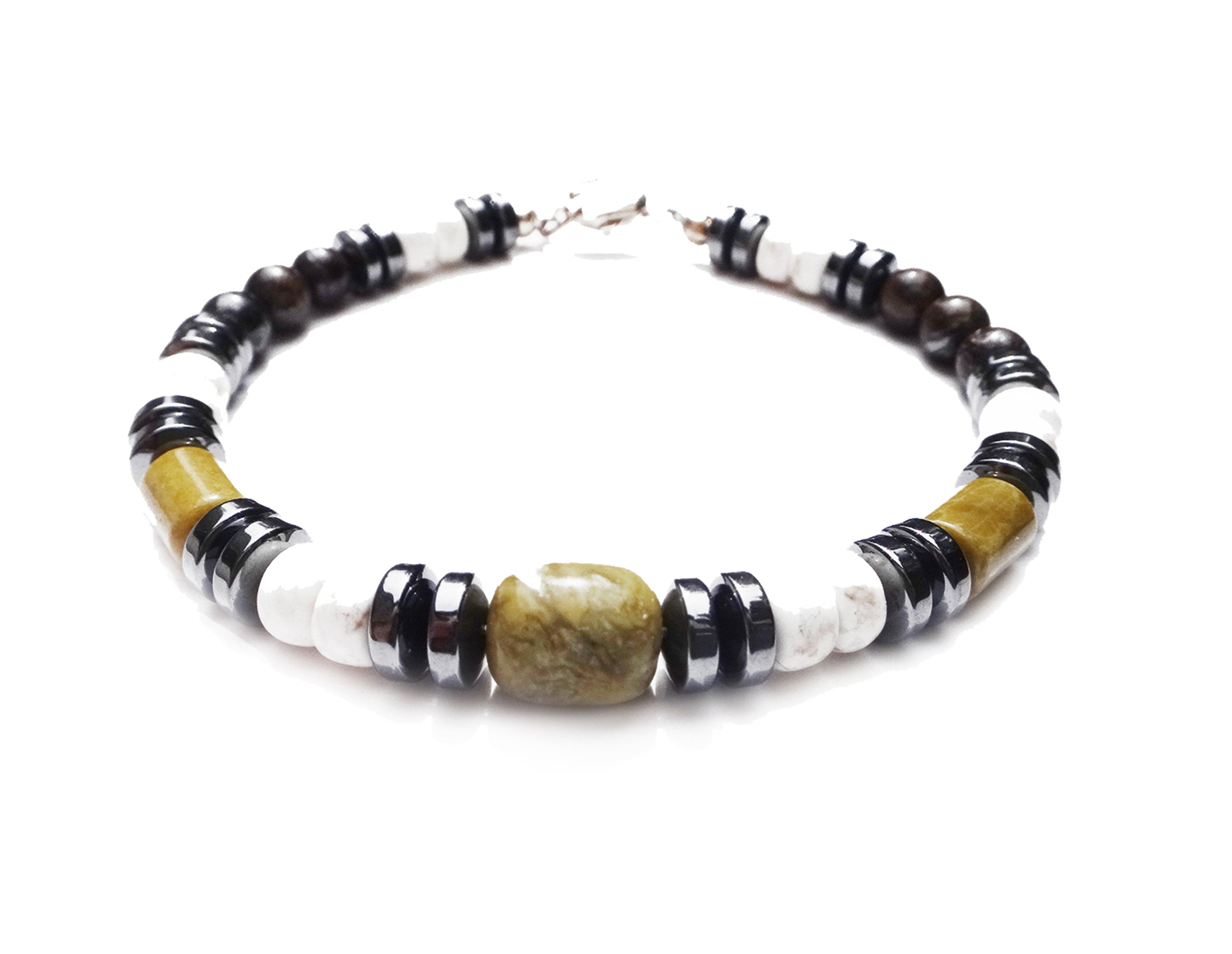 Mens Turquoise Bracelet, Chakra Stones for Wise Choices & Decisions Third Chakra Bracelet, Jewels for Gents