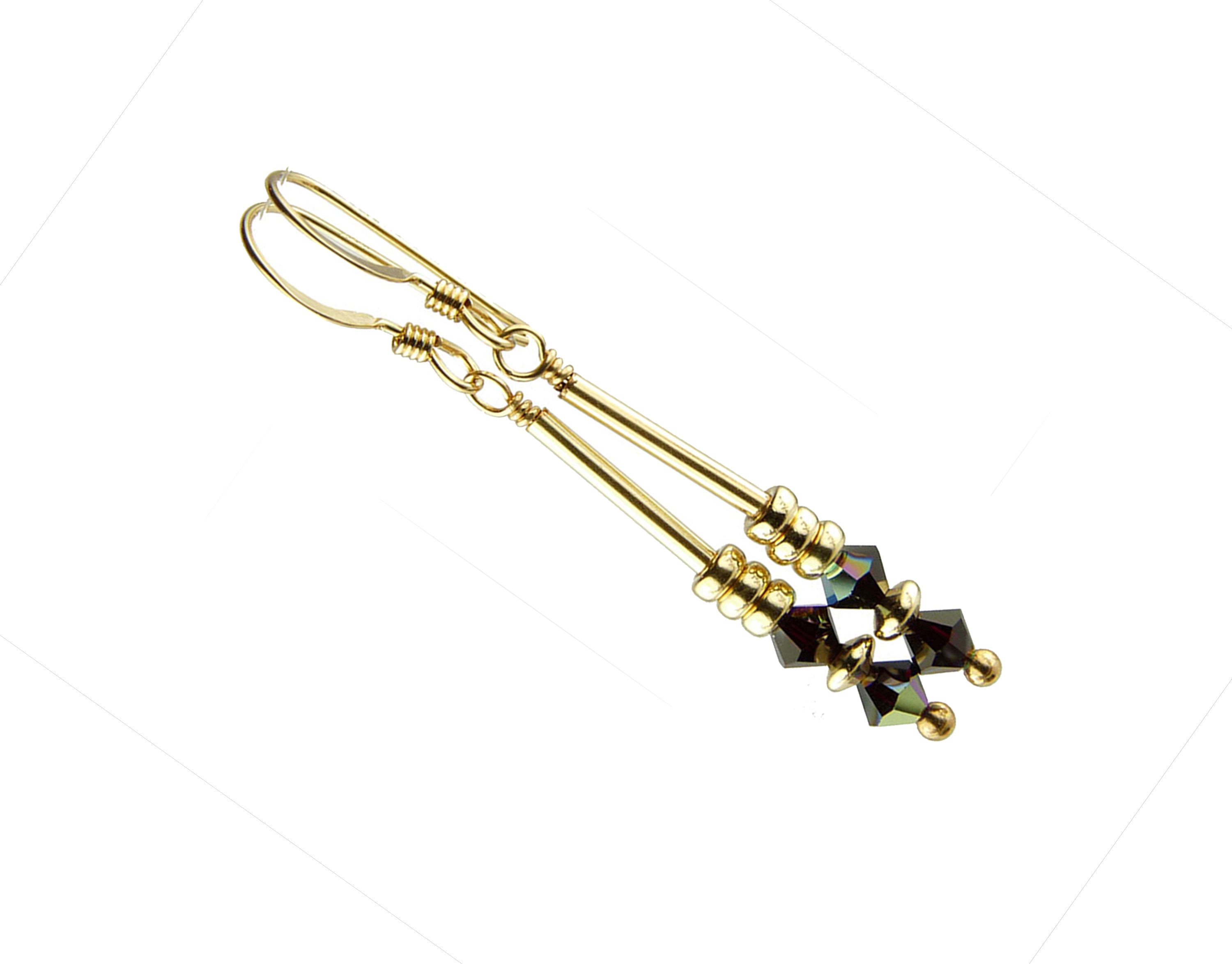 Garnet Earrings, Handmade Dangle Earrings for Women, Red Crystal Drop Earrings, Gold & Silver