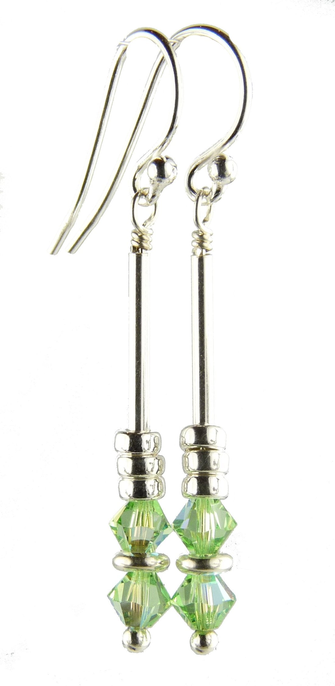 Peridot Earrings, August Birthstone Earrings, Green Minimalist 14K GF Dangle Earrings, Crystal Jewelry Elements
