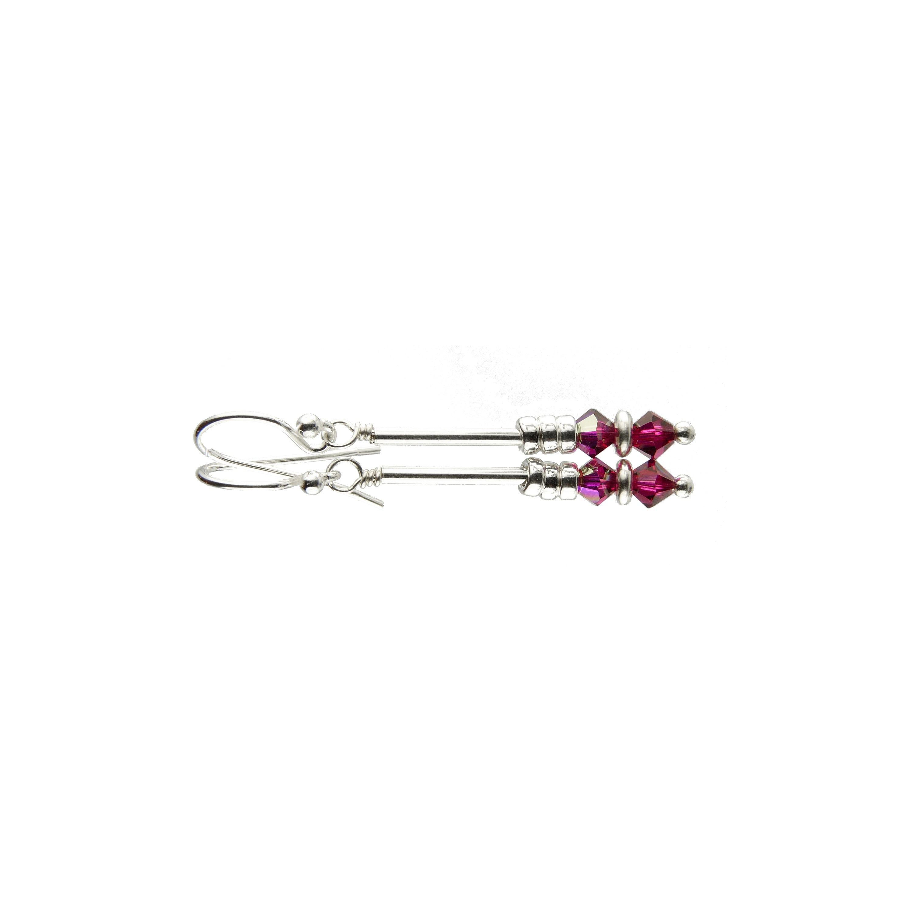 Ruby Earrings, July Birthstone Earrings, Red Minimalist Dangle Earrings, Crystal Jewelry Elements