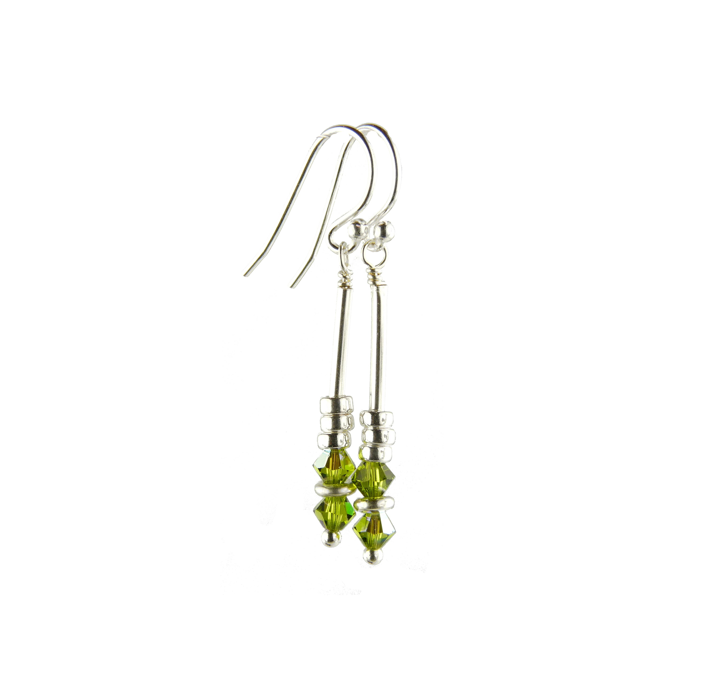 Peridot Earrings, August Birthstone Earrings, Green Minimalist Dangle Earrings, Crystal Jewelry Elements
