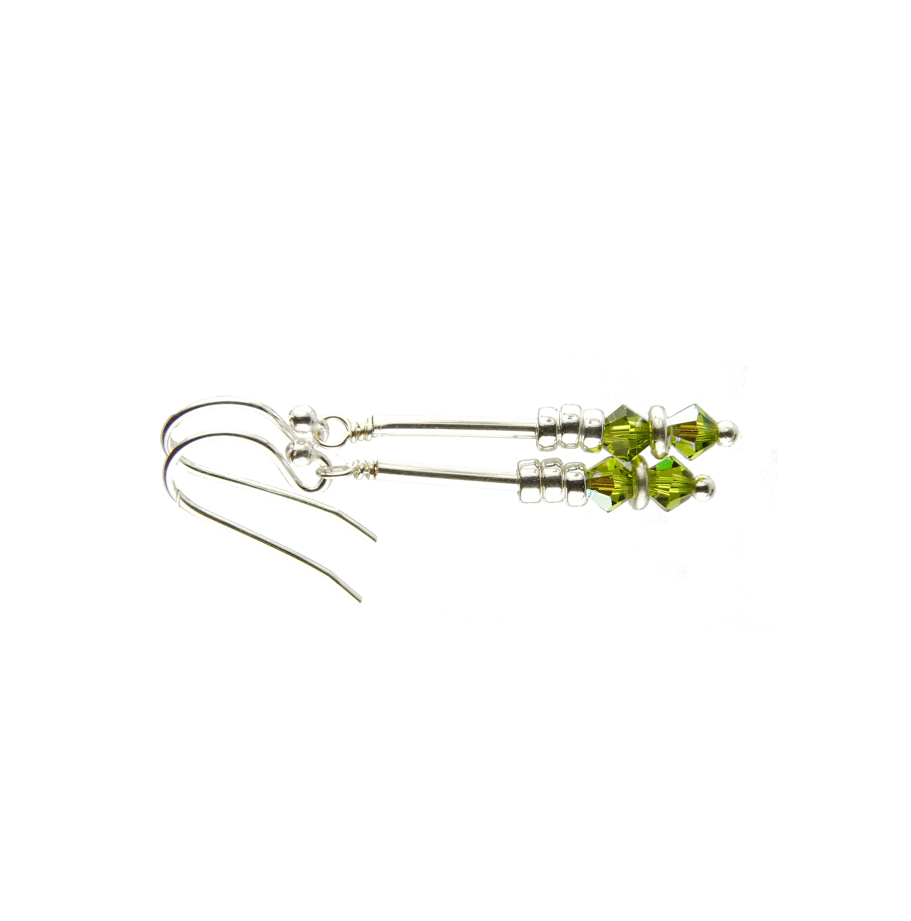 Peridot Earrings, August Birthstone Earrings, Green Minimalist Dangle Earrings, Crystal Jewelry Elements