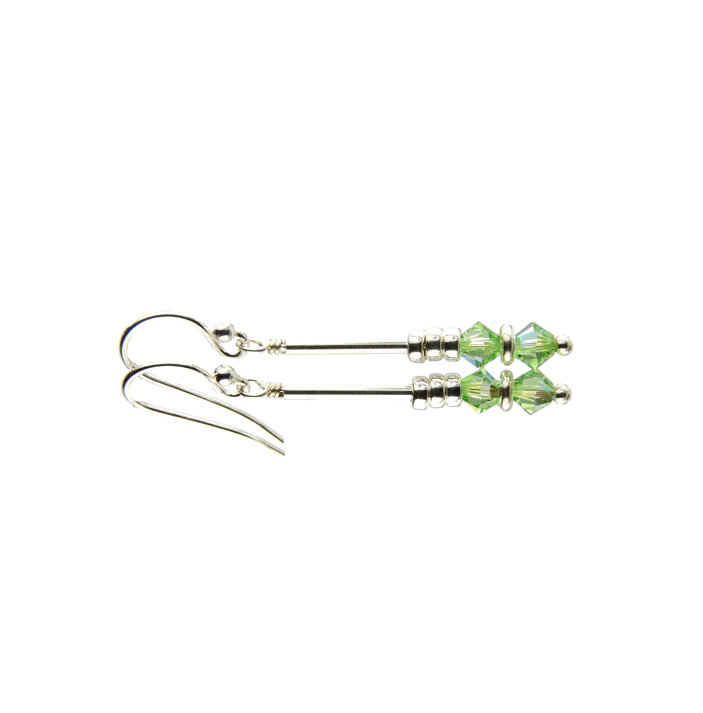 Peridot Earrings, August Birthstone Earrings, Green Minimalist 14K GF Dangle Earrings, Crystal Jewelry Elements