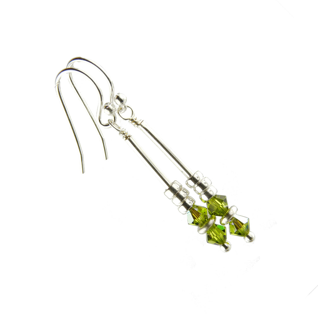 Peridot Earrings, August Birthstone Earrings, Green Minimalist Dangle Earrings, Crystal Jewelry Elements