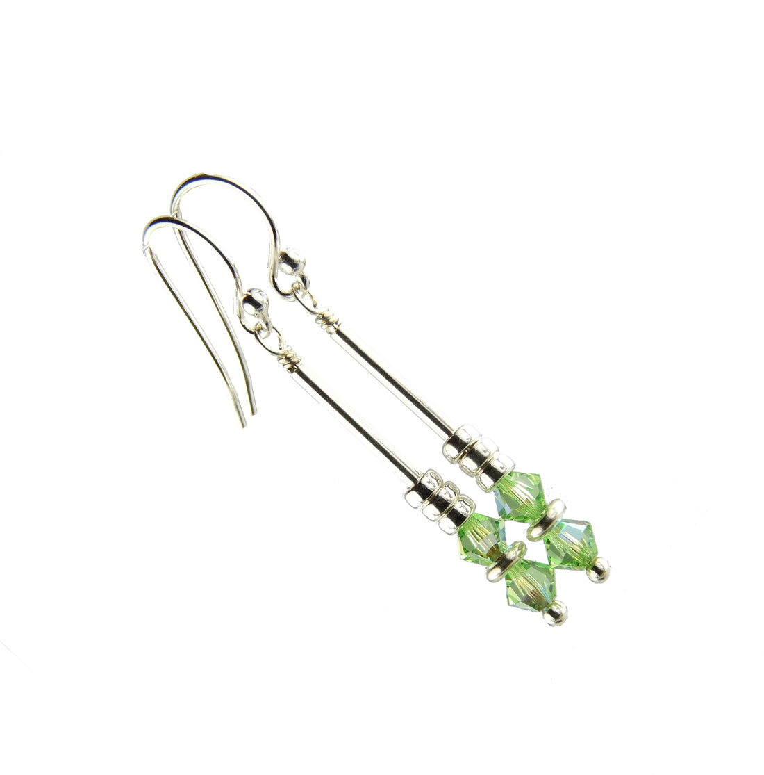 Peridot Earrings, August Birthstone Earrings, Green Minimalist 14K GF Dangle Earrings, Crystal Jewelry Elements