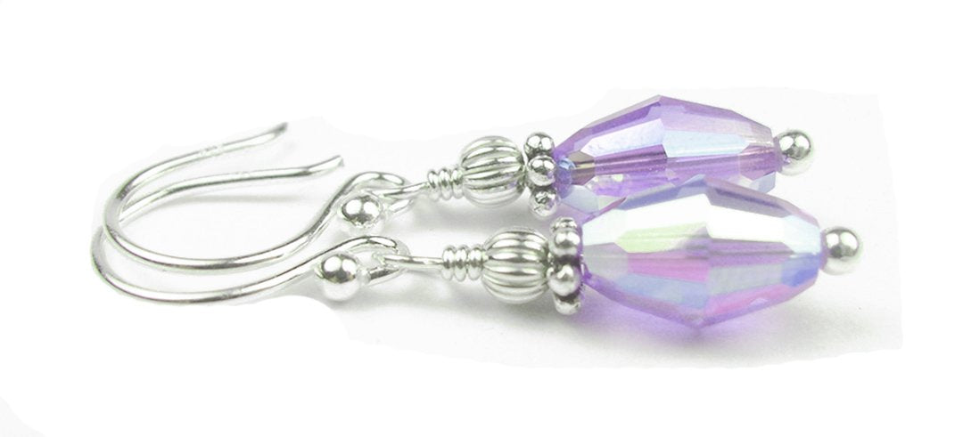 Alexandrite Earrings, June Birthstone Earrings, Handmade Silver Purple Austrian Crystal Earrings, Tear Drop Earrings