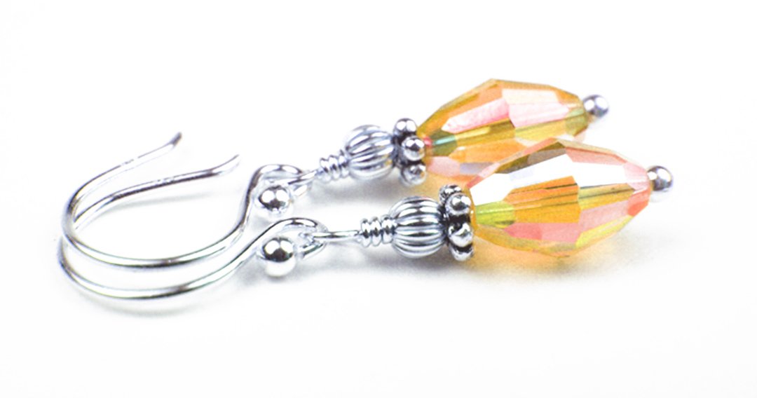 Topaz Earrings, November Birthstone Earrings, Handmade Silver Yellow Crystal Jewelry Earings, Tear Drop Earrings