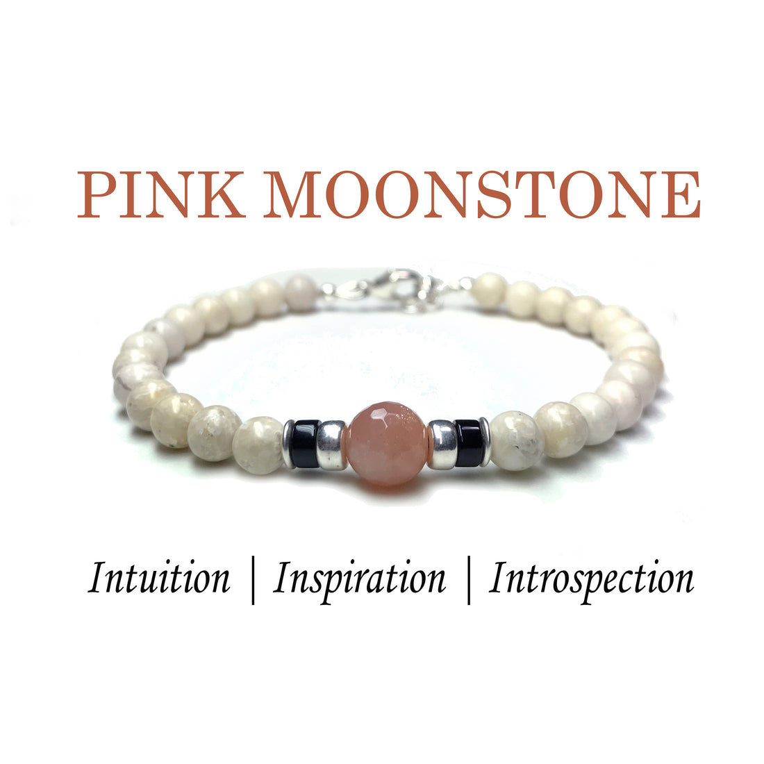 Pink Moonstone Birthstone Bracelets for Men, June Gemini & Cancer Zodiac Stones, 6MM Beaded Father & Son Gifts