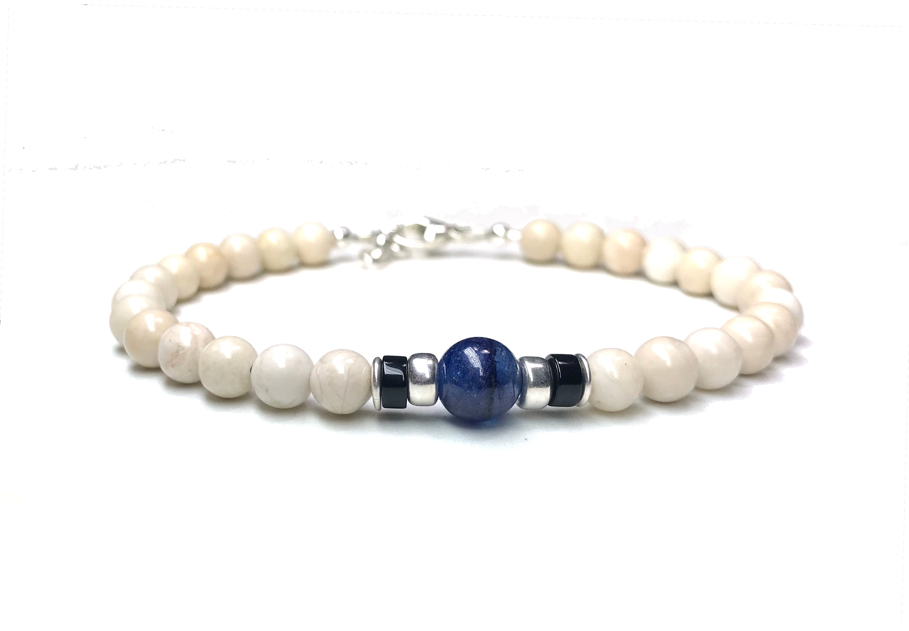 Blue Sapphire Birthstone Bracelets for Men, September Virgo & Libra Gemstones, 6MM Beaded Father & Son Gifts