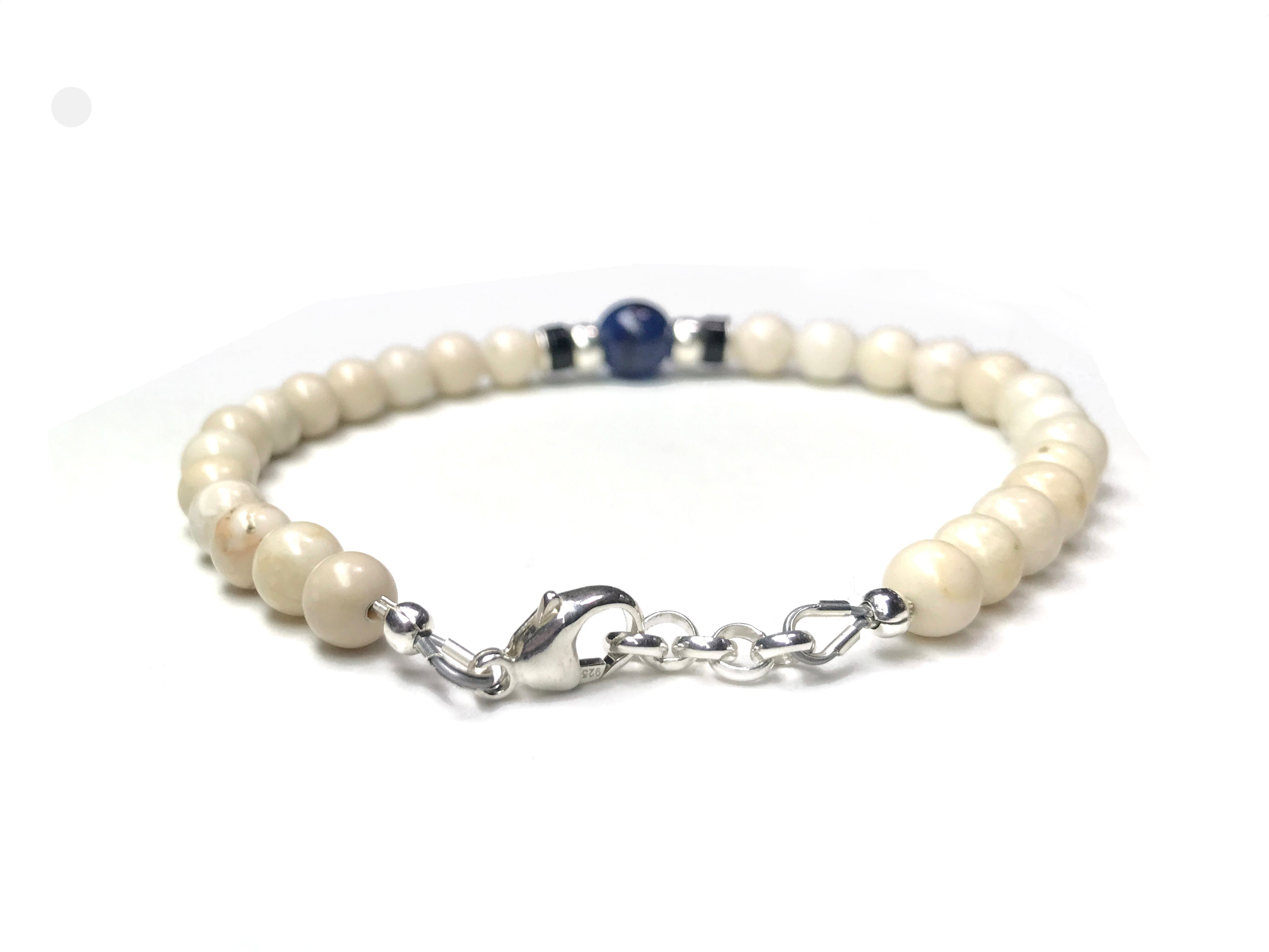 Blue Sapphire Birthstone Bracelets for Men, September Virgo & Libra Gemstones, 6MM Beaded Father & Son Gifts