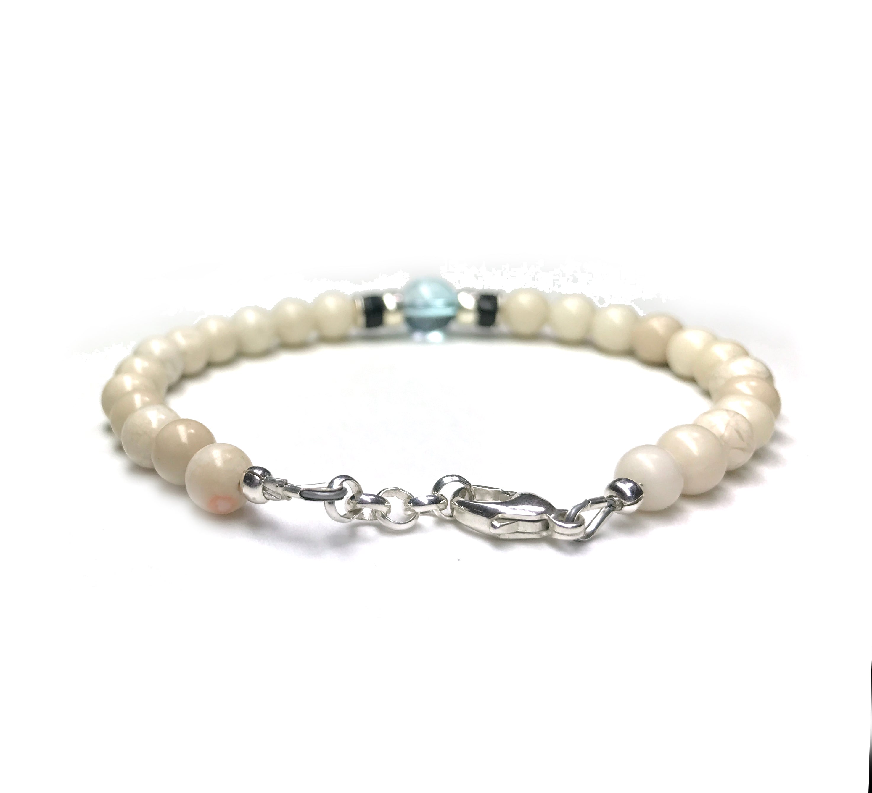 Blue Topaz Birthstone Bracelets for Men, NOVEMBER Sagittarius & Scorpio Zodiac Gemstones , 6MM Beaded Father & Son Gifts