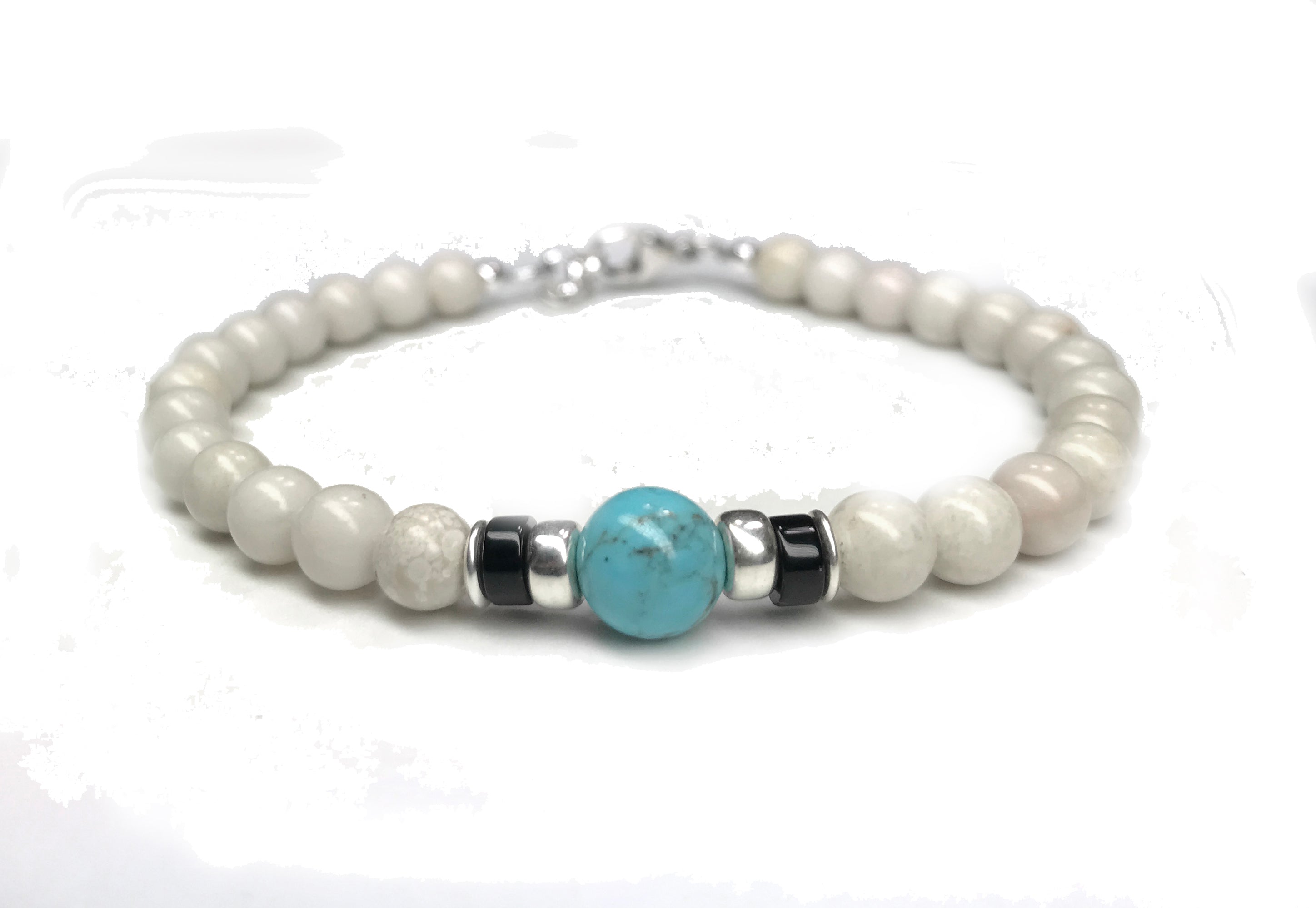 Turquoise Birthstone Bracelets for Men, DECEMBER Sagittarius & Capricorn Zodiac Stones, 6MM Beaded Father & Son Gifts