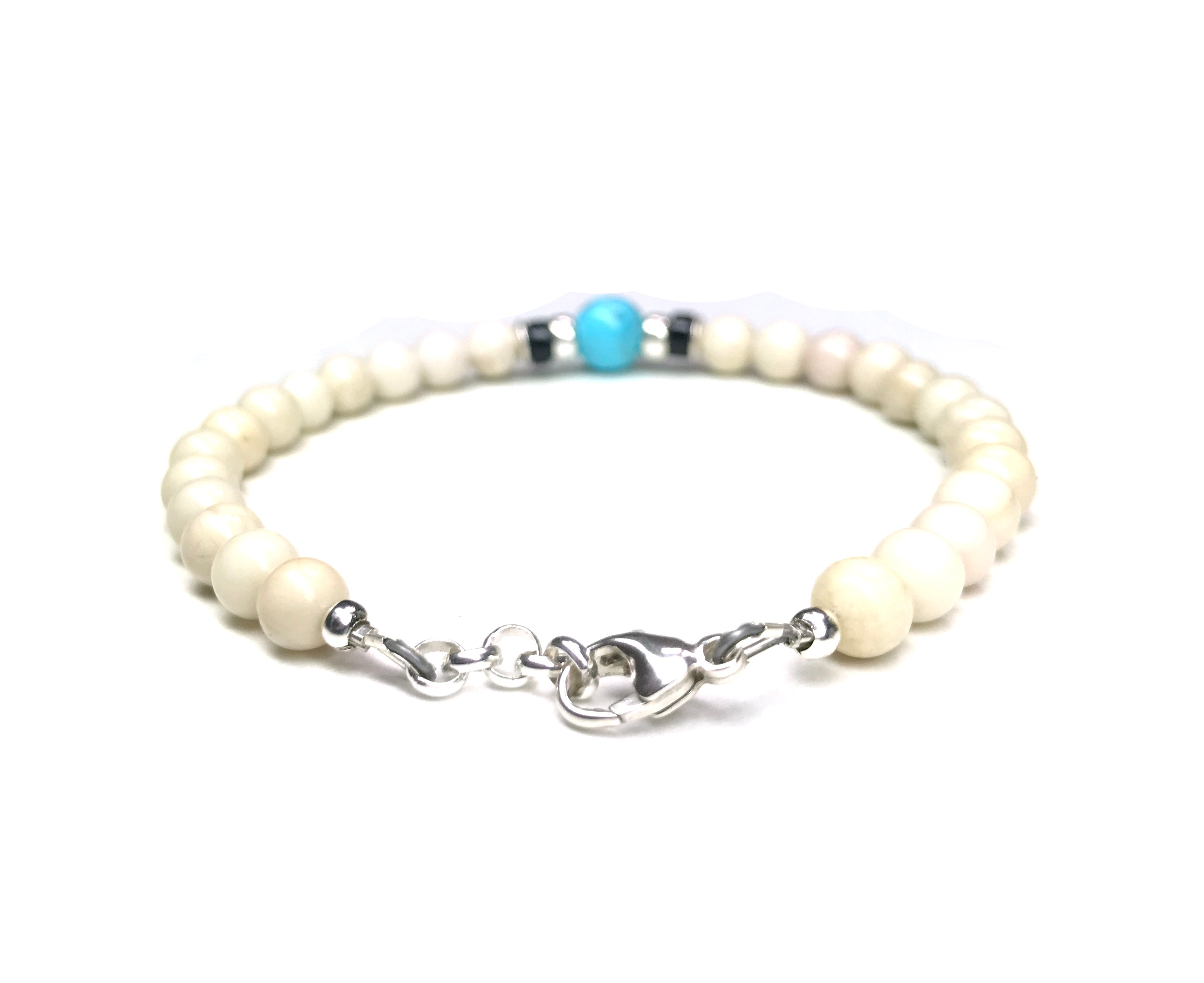 Turquoise Birthstone Bracelets for Men, DECEMBER Sagittarius & Capricorn Zodiac Stones, 6MM Beaded Father & Son Gifts