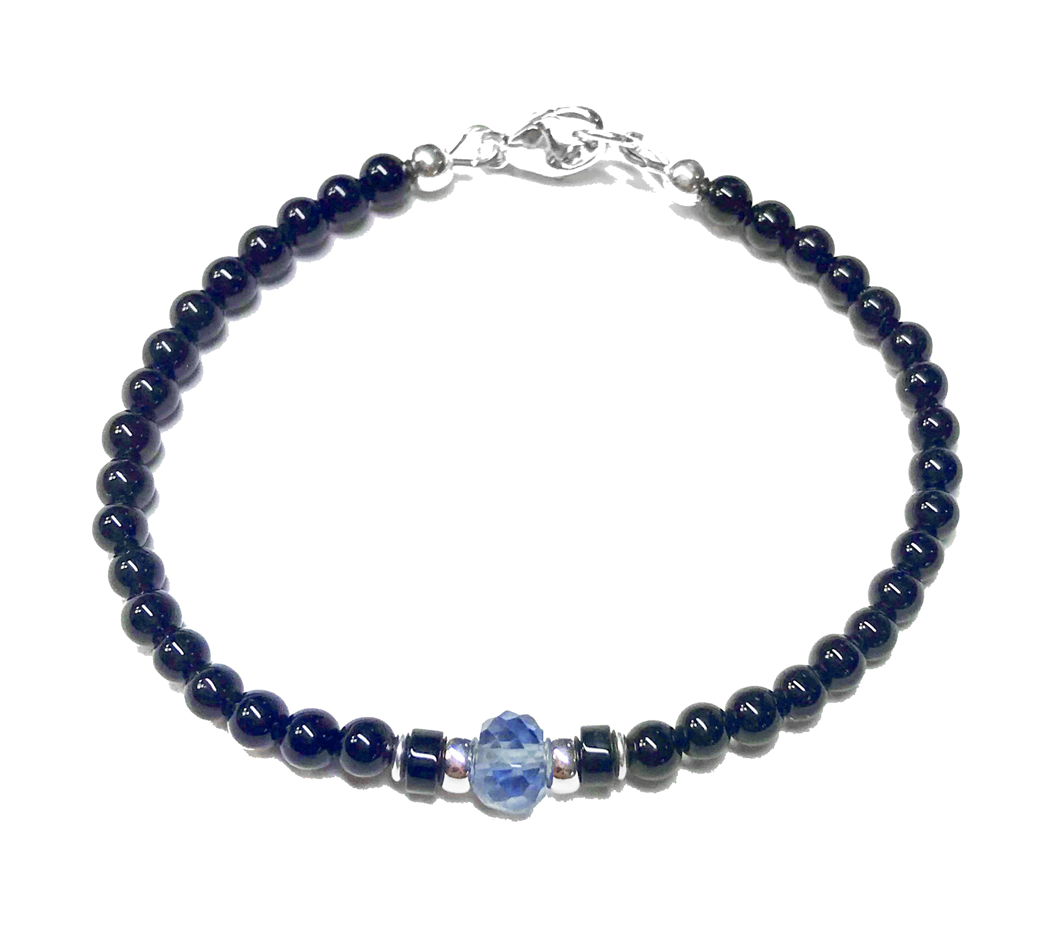 Alexandrite Birthstone Bracelets for Men, June & Zodiac Gemstones, 4MM Beaded Father & Son Black Onyx Bracelets