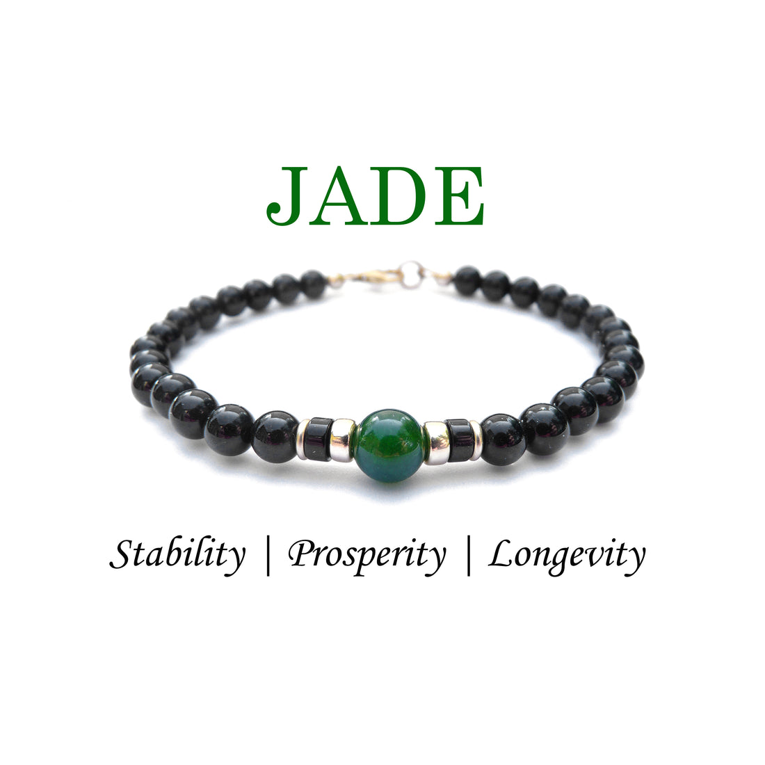 Jade Mens Birthstone Bracelet, May Birthstone Jewelry, Taurus Zodiac Bracelet, 6MM Custom Personalized Gemstone Beaded Black Onyx Birthday Gift