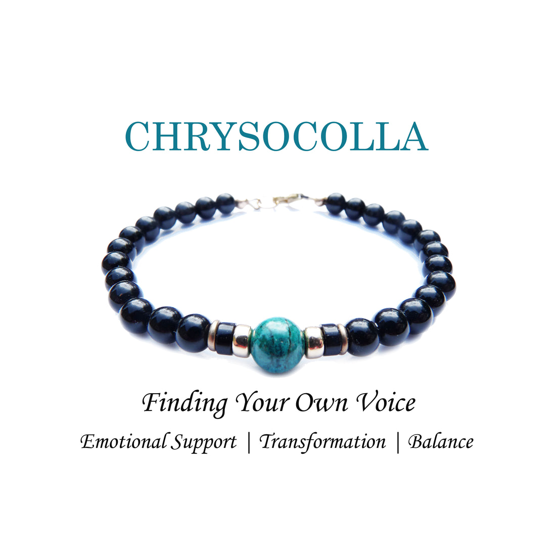 Blue Green Chrysocolla Mens Birthstone Bracelet, December Birthstone Jewelry, Sagittarius Bracelet, Mens Custom Personalized Gemstone Beaded Black Onyx Birthday Gift