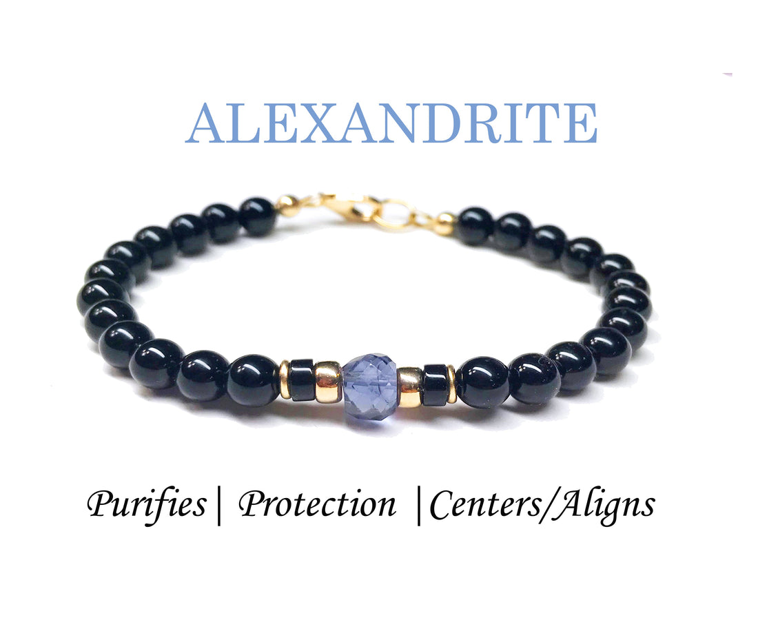 Handmade Alexandrite Bracelet. June Scorpio & Gemini Zodiac birthstones. Perfect Father & Son gift.
