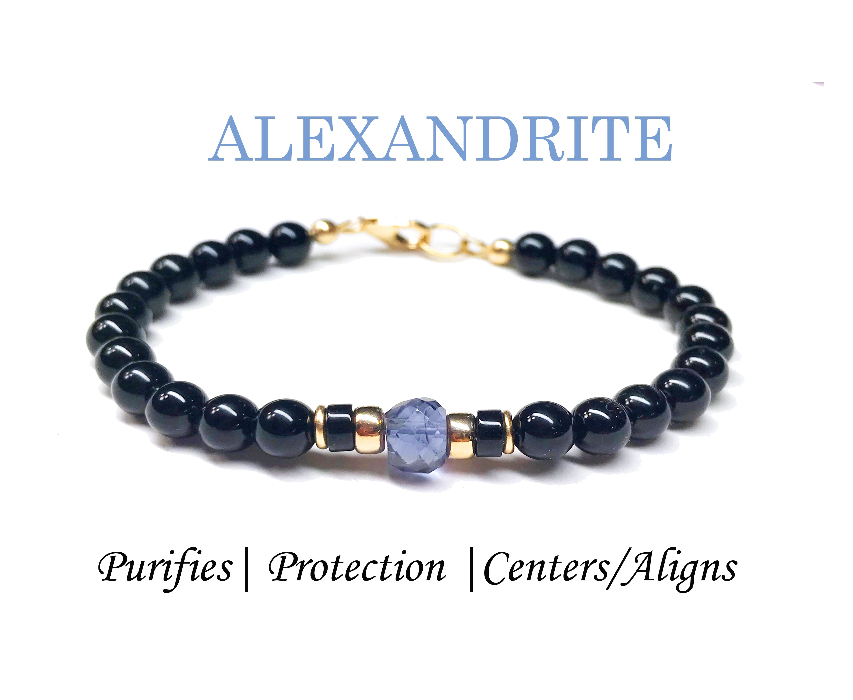 Handmade Alexandrite Bracelet. June Scorpio & Gemini Zodiac birthstones. Perfect Father & Son gift.