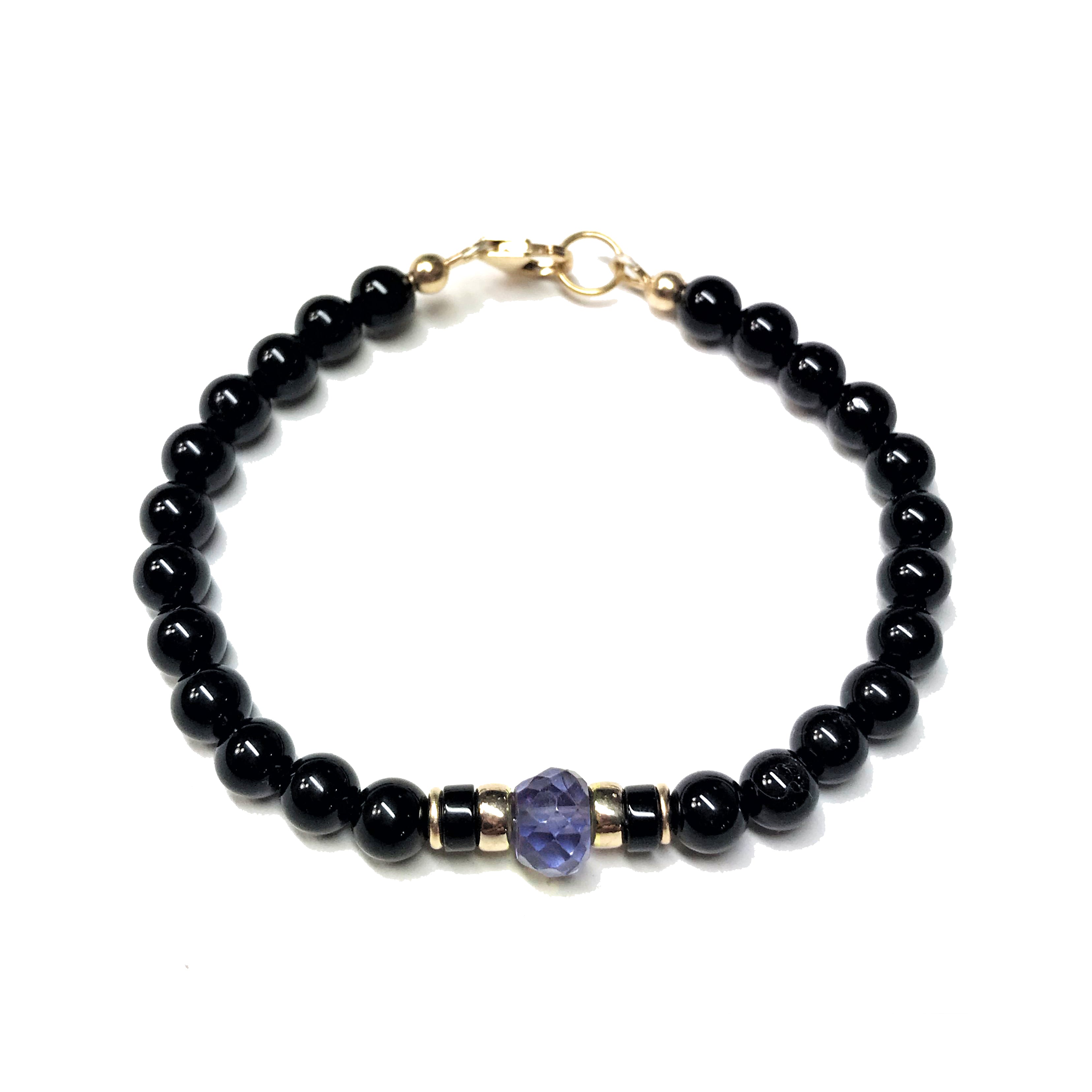 Alexandrite Bracelet, June Birthstone Jewelry, Mens Gemstone Beaded Black Onyx Birthday Gift