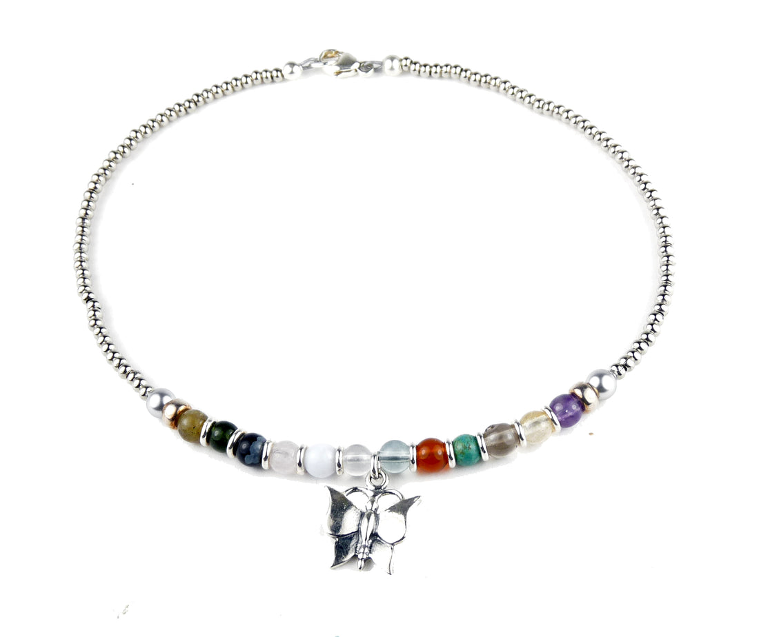 Sobriety Anklet Bracelet, 12 Step AA Jewelry, Unique Sobriety Gifts, Recovery Jewelry by SobrietyStones A-12STEP-04