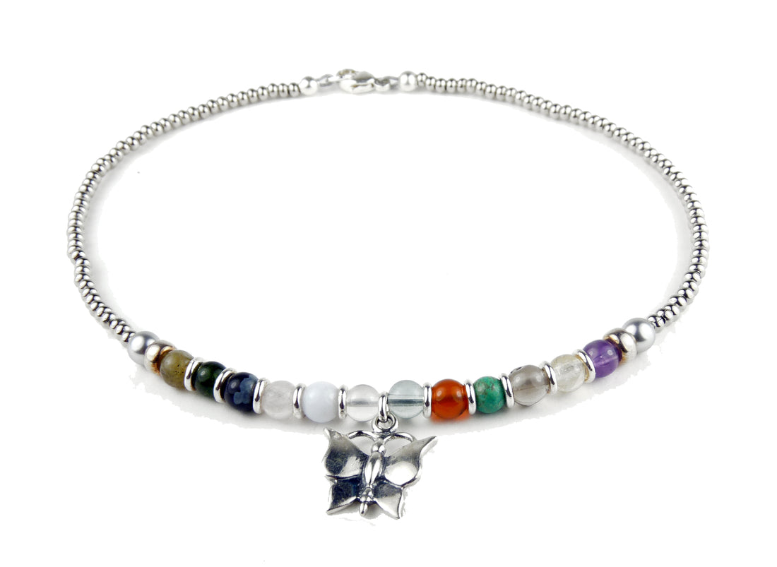 Sobriety Anklet Bracelet, 12 Step AA Jewelry, Unique Sobriety Gifts, Recovery Jewelry by SobrietyStones A-12STEP-04