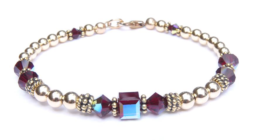 Garnet Bracelet, January Birthstone Crystal Beaedd Bracelets for Women, Red Jewelry, Birthday Gifts for Her