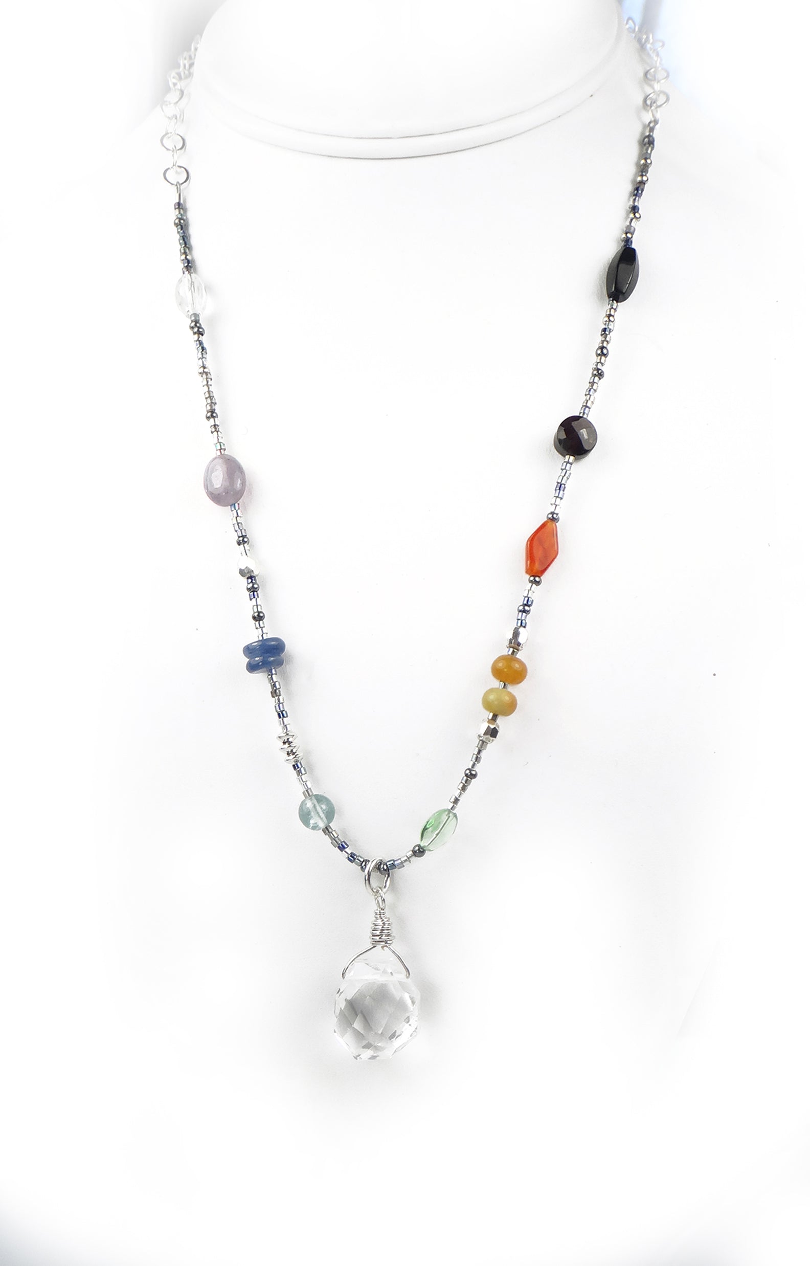 Authentic Chakra Gemstone Necklace 7 Stone Balancing, Alignment, Ancient & Traditional Crystal Meaning NEC-CHA20