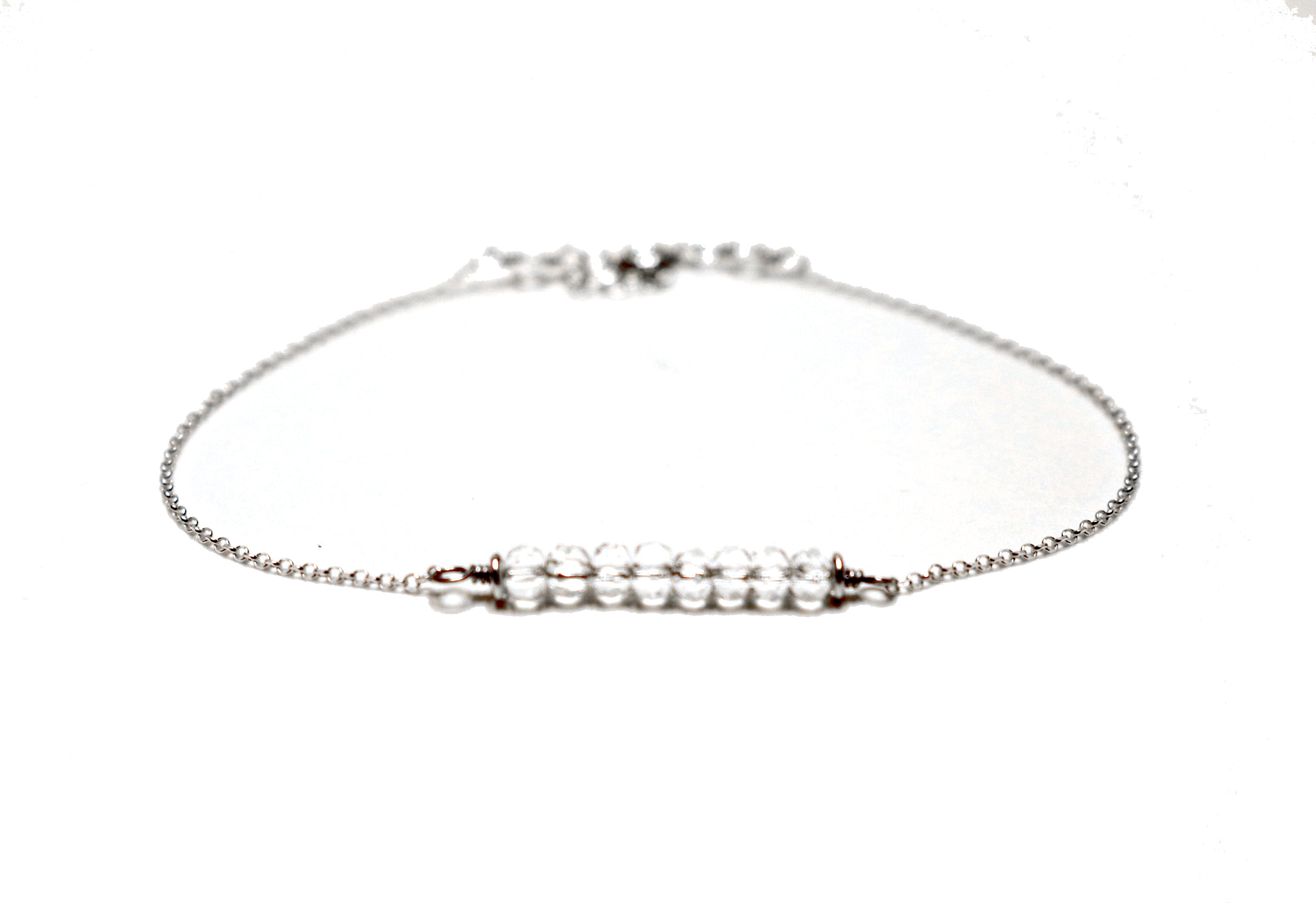 Quartz Crystal Bracelet, Personalized Letter Initial Name Bracelet, Gemstone Bar Bracelet, Birthstone Jewelry, Handmade Sterling Silver Adjustable