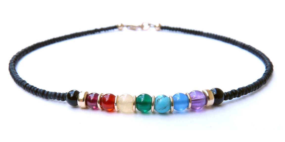 Swarovski Crystal Ankle Bracelet, Chakra Rainbow Crystal Anklet