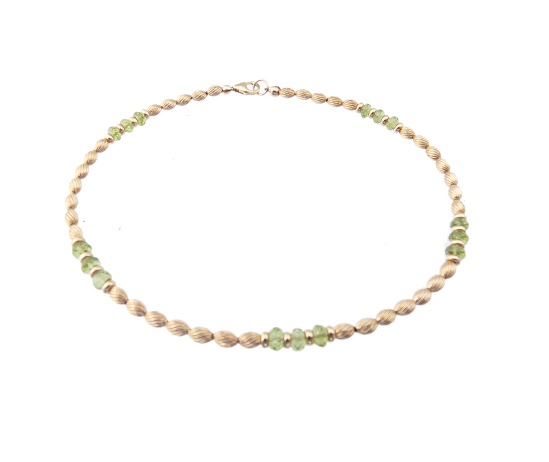 Handmade Gold Peridot Gemstone Anklets, August Birthstone Crystal Beaded Ankle Bracelet Birthday Gift for Her