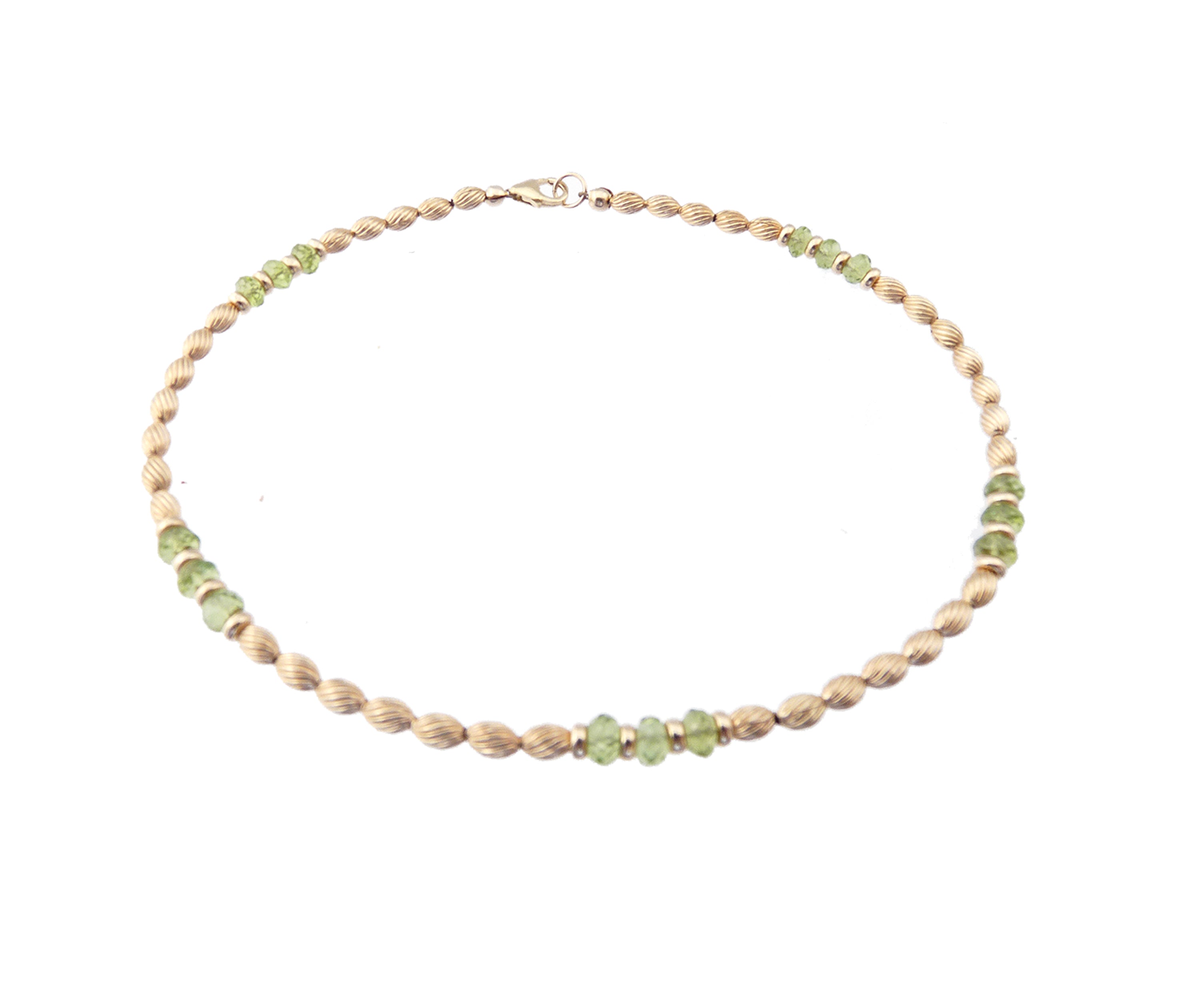 Handmade Gold Peridot Gemstone Anklets, August Birthstone Crystal Beaded Ankle Bracelet Birthday Gift for Her