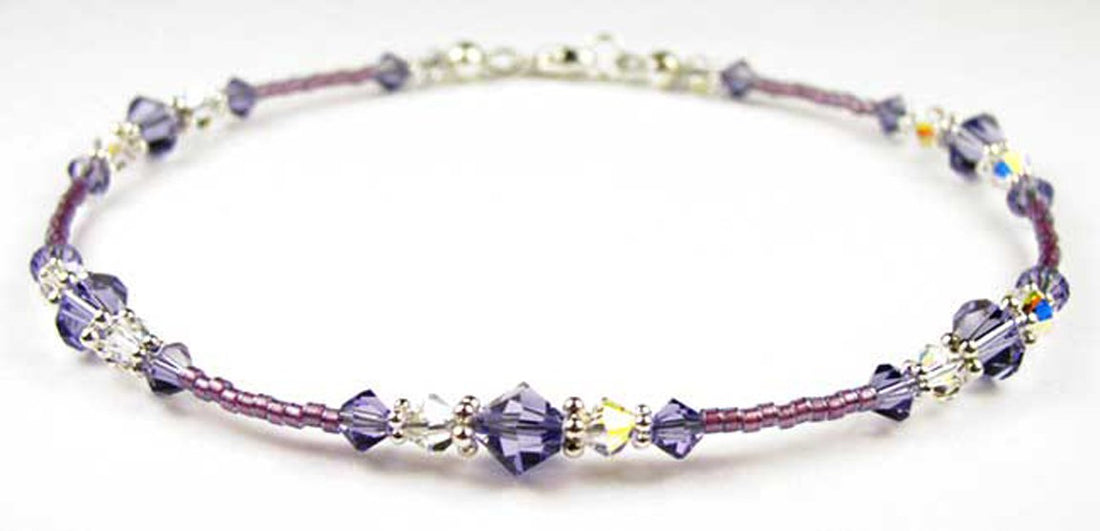 Tanzanite Anklet, December Birthstone Anklet, Handmade Crystal Beaded Ankle Bracelets