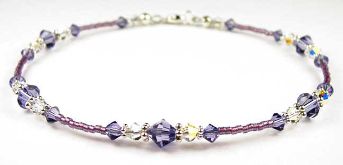 Tanzanite Anklet, December Birthstone Anklet, Handmade Crystal Beaded Ankle Bracelets