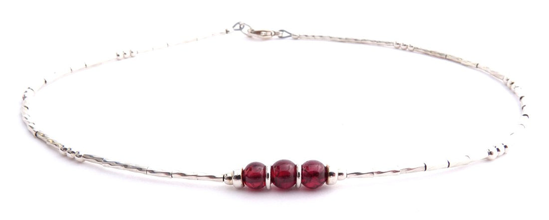 Garnet Bracelet, Gemstone Bead Bracelets for Women, Red Garnet Jewelry, January Birthstone, Capricorn Birthday Gifts for Her in Gold & Sterling Silver