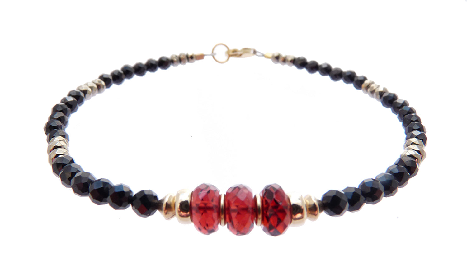 Garnet Bracelet, Spinel Gemstone Bead Bracelets for Women, Red Garnet Jewelry, January Birthstone, Birthday Gifts for Her in Gold & Sterling Silver