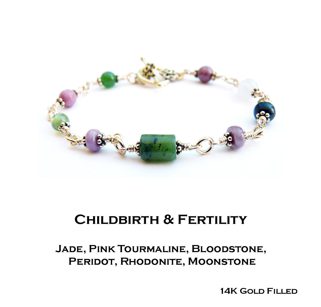 Fertility / Childbirth / Motherhood Talisman Bracelet 14K GF Gold Crystal Bracelet for Women