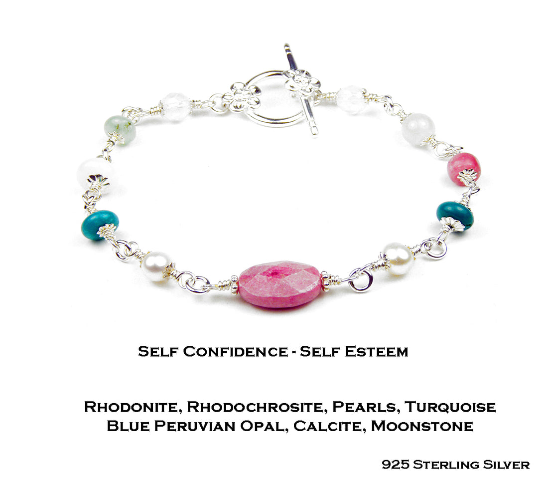 Silver Self-Confidence Bracelet & Self-Esteem Crystal Healing Bracelet for Women