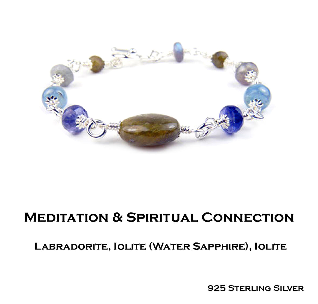 Silver Meditation Bracelet & Spiritual Journey Crystal Healing Bracelet for Women