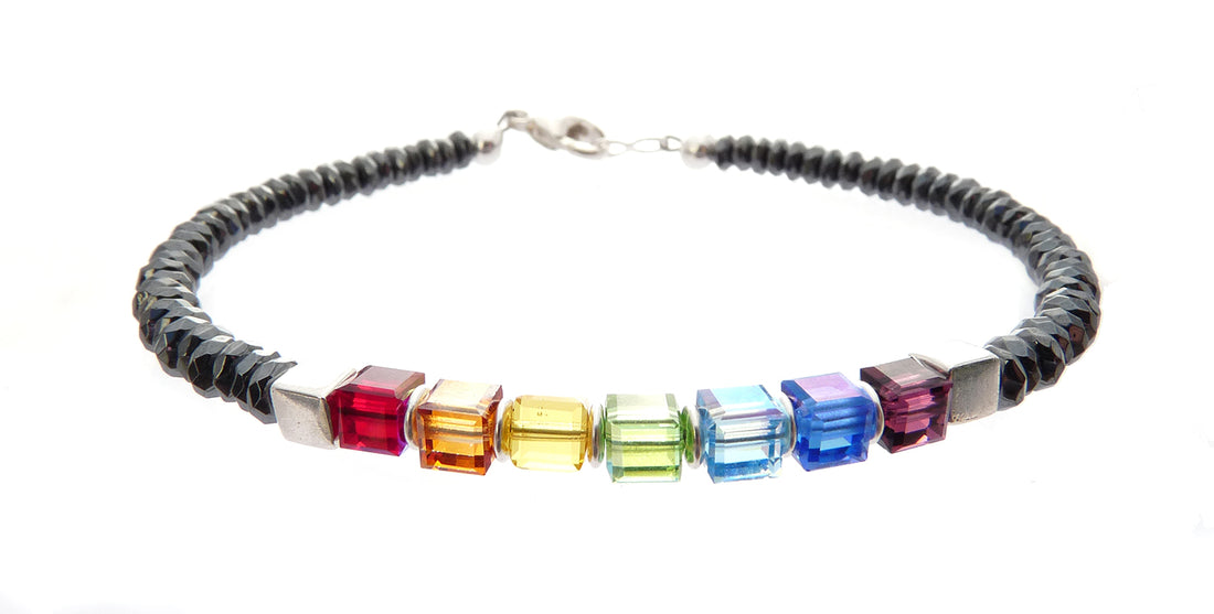Authentic 7 Chakra Bracelets, Mindfulness Gift, Real Crystals, Sterling Gemstone Meditation Gifts B7013